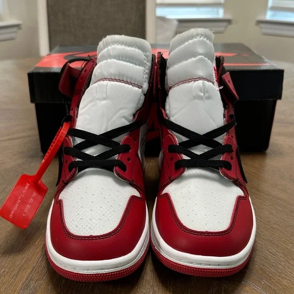 Jordan retro 1 high x Off-white red white black men’s Sz 8.5 - Picture 2 of 5
